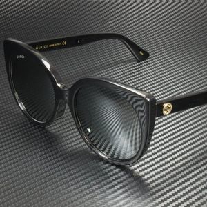Gucci Shiny Black Cat Eyes! 57mm Sunglasses